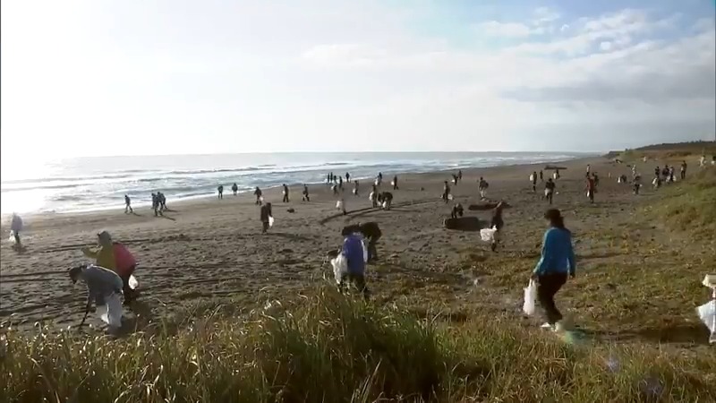 アカウミガメの産卵地として知られる石崎浜でビーチクリーン活動